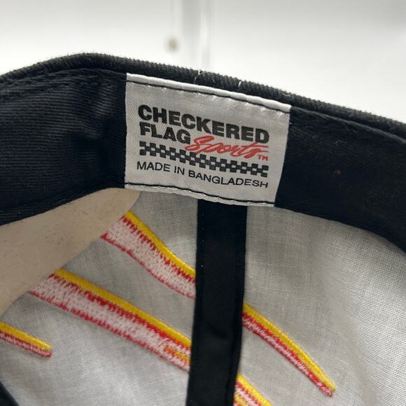 Checkered Flag‎ Sports Cap Unisex OSFA Black Nascar Fire Baseball Cap NEW - Picture 7 of 8